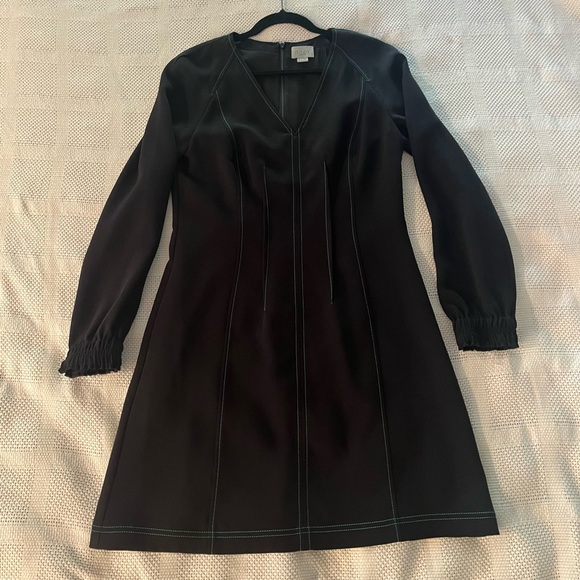 GREY JASON WU BLACK SHIFT CONTRAST STITCH DRESS - Picture 4 of 6